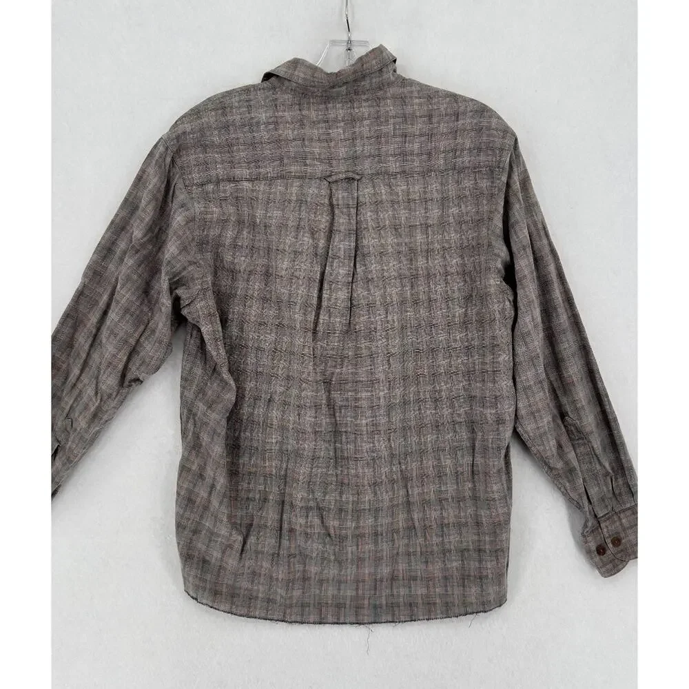 Ralph Lauren Chaps Vintage Boy Scout Label Gray Check Button Shirt 16/32-33